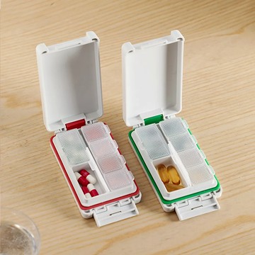 日本 霜山 6格三重密封防潮藥盒/藥丸收納盒-3入-多色可選 - 綠