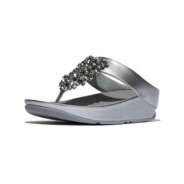 FitFlop RUMBA 虹彩串珠夾腳涼鞋-女(銀色)