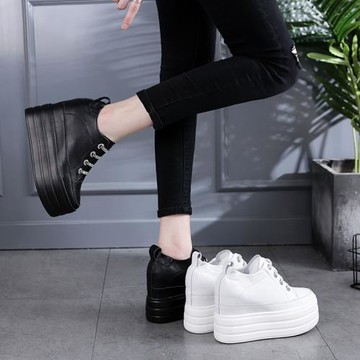 震地王2024秋季新款歐美超高跟單鞋女內增高厚底坡跟防水臺女鞋子