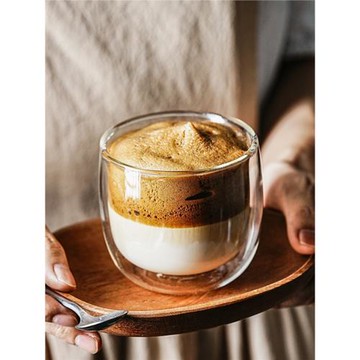 耐高溫玻璃咖啡杯雙層防燙無鉛水杯透明大容量家用牛奶果汁杯簡約