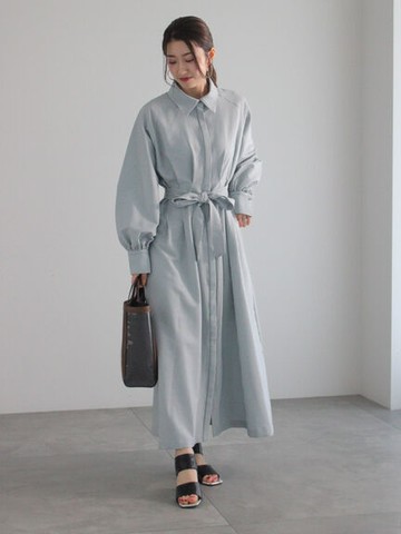 氣質直壓紋腰襬帶造型翻領襯衫洋裝(FC42L0H0280) - Te chichi