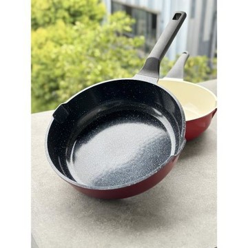 虞媽媽 品牌特價 陶瓷層26CM大平底加高煎炒鍋 家用