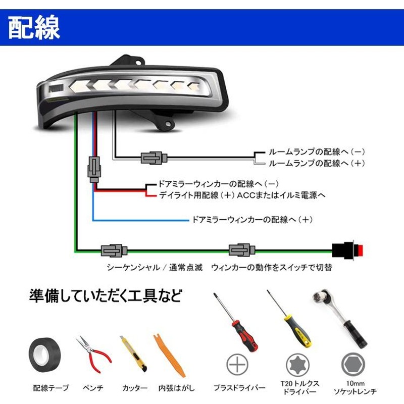 スズキ ドアミラー サイドミラー 流れるウインカー シーケンシャル シーケンシャルウインカー 流れるウィンカー シーケンシャルウィンカー 汎用 LED  外装パーツ | LINEショッピング