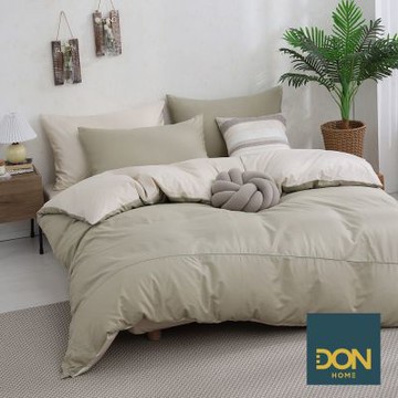DON極簡生活-奧斯頓-米 加大四件式200織精梳純棉被套床包組