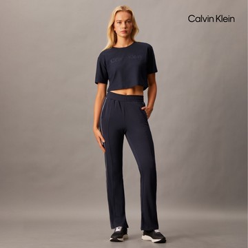 【Calvin Klein】 CK Sport Icon 經編喇叭運動褲_黑色