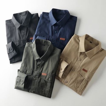 硬工裝！高質感！純棉柔軟高支紗 春夏男士通勤商務休閑長袖襯衫