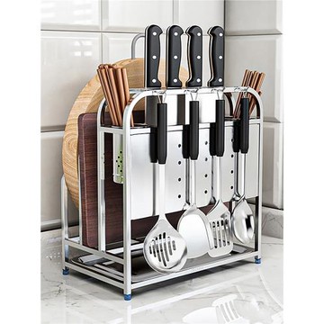 304不銹鋼廚房刀架置物架多功能菜板菜刀架筷子筒一體刀具收納架