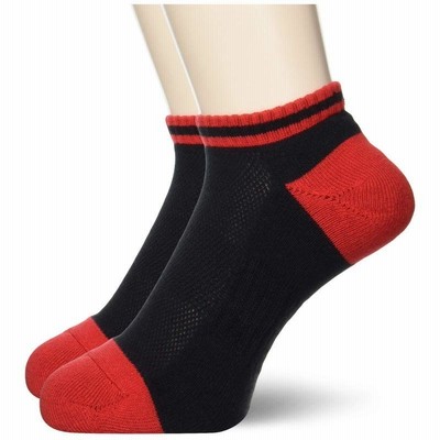 アツギ カジュアルソックス アツギスポーツ 切り替え サポーティ スニーカー丈ソックス 2足セット ブラック 25-27cm