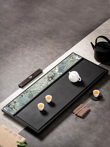 天然烏金石茶盤整塊家用2023新款輕奢現代茶託盤客廳奢石茶海茶台 幸福驛站
