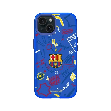iPhone 15 Clear 激光藍 - FC Barcelona - Graffiti