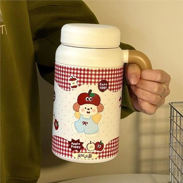 蘋果小狗保溫杯女2024新款高顏值大容量杯子辦公室泡茶水杯不銹鋼