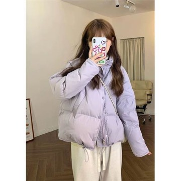 短款設計感小眾紫色棉衣羽絨服