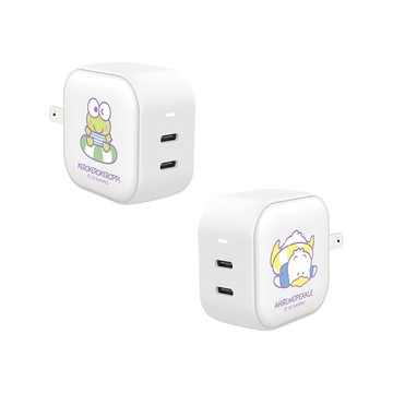 【正版授權】三麗鷗男團大眼蛙與貝克鴨GaN 45W Type-C雙孔充電頭