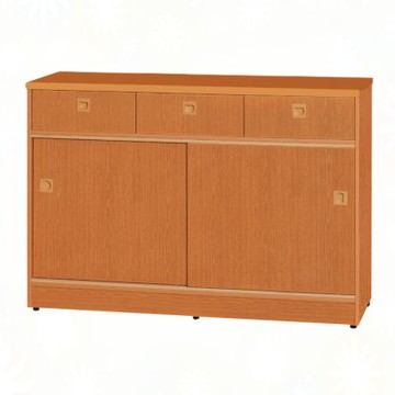 文創集-南亞塑鋼     莫尼 南亞塑鋼4.1尺雙拉門三抽低餐櫃/收納櫃-124.3x40.8x84m免組