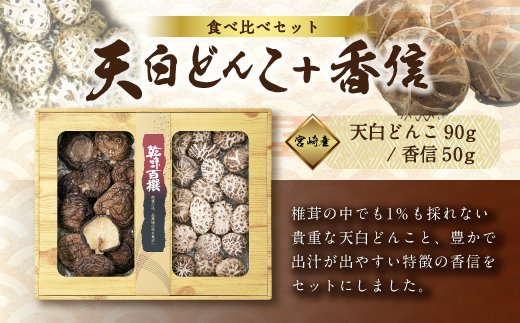 宮崎県産乾椎茸ギフト 食べ比べセット 「天白どんこ＋香信」 合計140g