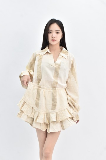 (L) j deluxe 長袖杏色套裝