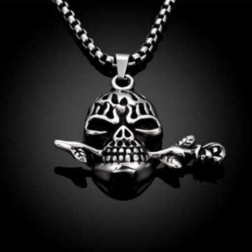 鈦鋼項鍊 吊墜-歐美嘻哈復古玫瑰花情人節生日禮物男配件73cm106【獨家進口】【米蘭精品】