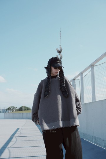 綿綿大南瓜破壞邊寬鬆上衣 - 2色 - 灰灰