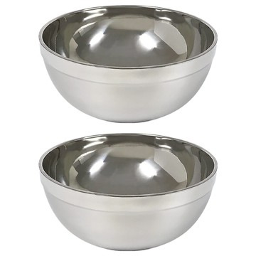 橘之屋 磨砂隔熱碗 430不鏽鋼 18cm大容量  銀色  2個