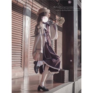 胡桃木JK【且聽風吟】復古連衣裙和風長裙羽織2024秋冬季女套裝