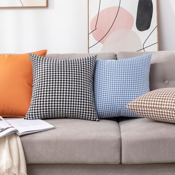 千鳥格抱枕棉麻靠墊沙發客廳靠枕格子抱枕套不含芯靠背墊ins風