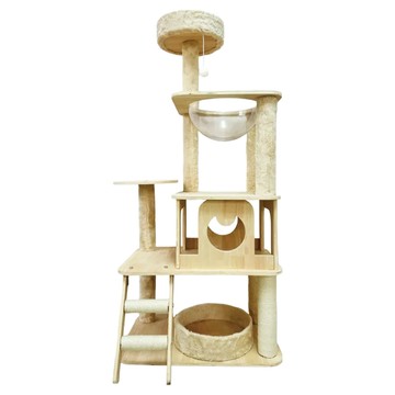 NiceU 毛樂趣 四層貓跳台 貓抓柱 貓玩具 貓爬架 貓窩 貓樹  1個  森系 淺棕色