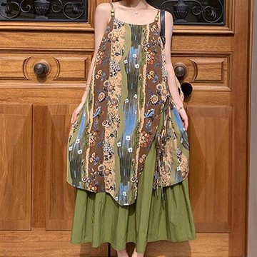 【巴黎精品】現貨+預購 高級法式長洋裝中長裙洋裝連身裙子A字裙大碼寬鬆休閒女裝-油畫印花女裙子a1ku37