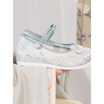 夏季新款漢服鞋子女古風繡花鞋內增高古裝鞋子漢元素鞋布鞋明制唐