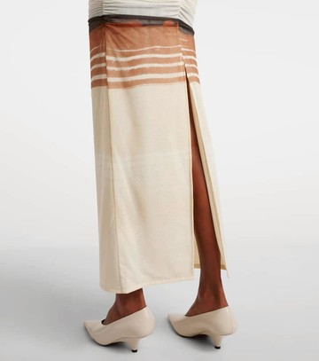 SIR Breeze striped ruched mesh midi dress