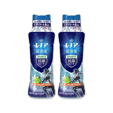 Lenor (2瓶超值組)日本P&G -煮沸般超消臭SPORTS汗味衣物除臭芳香顆粒香香豆-運動清爽490ml/深藍瓶(P&G香香豆,衣物芳香劑,衣物除臭顆粒,滾筒式直立式洗衣機適用)