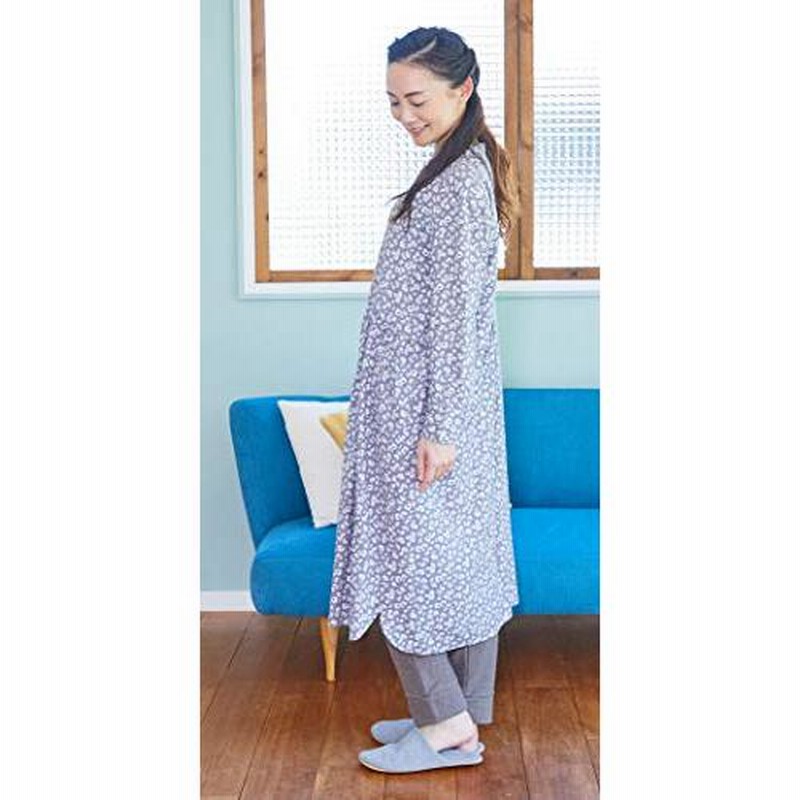 飛馬日本] ワンピース ボタニカルプリント スタンドカラーワンピース 
