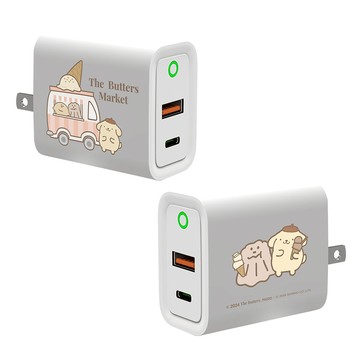 【正版授權】奶油家族x布丁狗冰淇淋車USB3.0+PD20W雙孔充電器