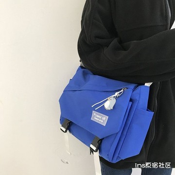 Bag House👜 韓國ins克萊因藍大容量斜挎包女大學生上課包韓版百搭單肩書包男 男生包包