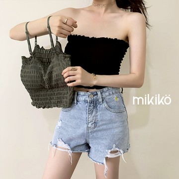 11.11｜惜物價｜199降68｜皺摺鬆緊 吊帶小背心【M9146】百搭 細肩帶 平口背心 露肚 短版背心 短版小可