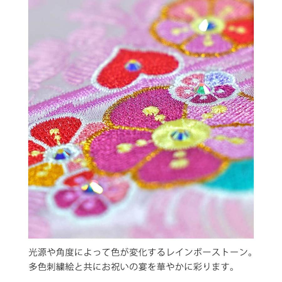 名前旗 雛人形 座敷旗 タペストリー 虹 15col 5連鞠飾り 黒塗スタンド付 刺繍 生年月日 名前入れ代金込み h033-ad-niji-5r