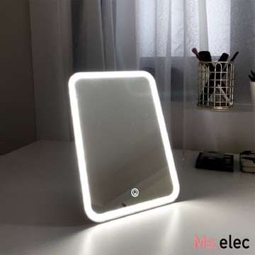 Ms.elec米嬉樂 輕薄LED觸控光鏡 LM-012 化妝鏡 補光鏡 美妝鏡 隨身鏡 旅行便攜 USB充電款