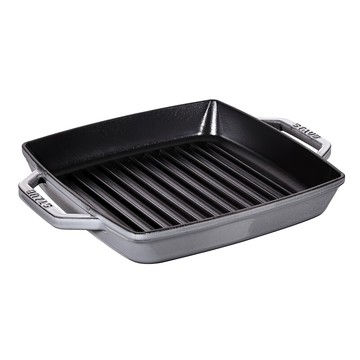 staub 琺瑯鑄鐵雙耳方形煎盤 灰色｜家用煎烤盤  23cm  1個