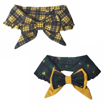 蝴蝶結領 - 花呢格紋 (2色)