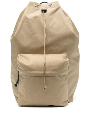 Auralee - removable-pouch drawstring backpack - men - Nylon/Calf Leather - One Size - Neutrals