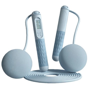 德利生活 負重無繩跳繩 矽膠+ABS材質 液晶中文大螢幕高畫質背光 智慧計數設計  藍色  1組  6.5cm