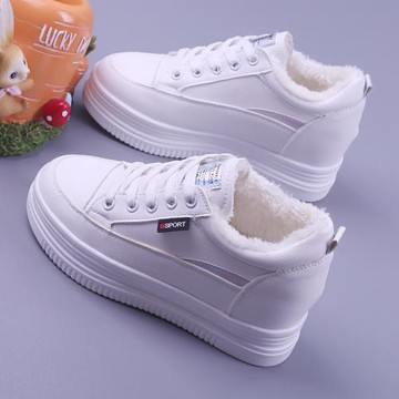 松糕厚底女鞋2025秋冬新款韓版輕便休閑女棉鞋百搭內增高小白鞋女