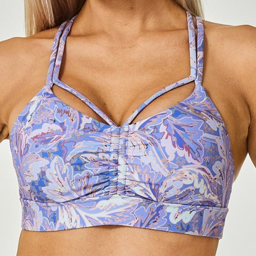 SILVERWIND前幅抽褶印花健身上衣專業聚攏運動背心女跑步瑜伽美背