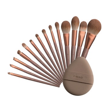 【組合】夕色金緋巧緻刷具14隻+粉撲