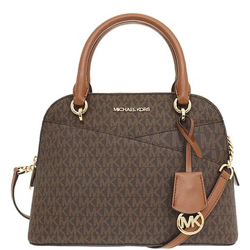 MICHAEL KORS 經典滿版老花貝殼包 防刮PVC皮革 手提包 半月包 斜背包 M89954 深咖啡色MK(現貨)▶指定Outlet商品5折起☆現貨【送禮首選★APP下單點數4倍送】