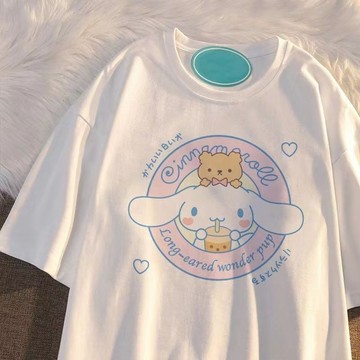 【Hi！Kids】100%純棉女童日系卡通玉桂狗短袖T恤夏裝新款中大童小眾別緻上衣