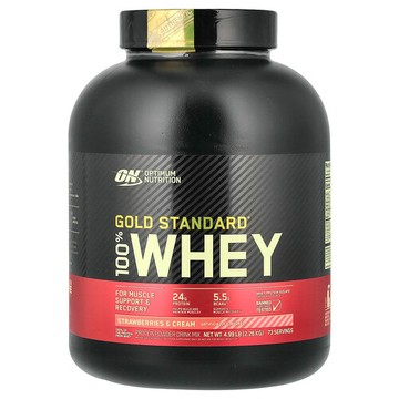 Optimum Nutrition, 金標準® 全乳清蛋白，草莓奶油味，4.99 磅（2.26 千克）