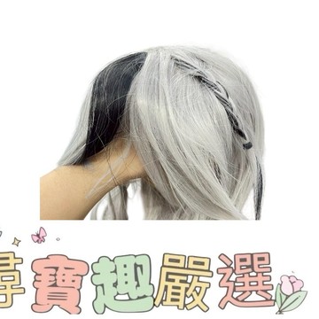 造型髮片 假髮 長髮 整頂假髮 粉紫色波浪長髮挑染棕/波浪亞麻灰長髮/短髮 藍紫色/灰色挑染黑色/帶辦子扎馬尾棕色假髮/黑色造型丸子頭/古代造型假髮 辦子假髮 黑色