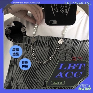 珍珠哭笑臉項鍊 不鏽鋼項鏈 哭笑臉合金 項鍊扣鈦鋼 男生項鍊權志龍 飾品男 造型項鍊 街頭風格 KENTA