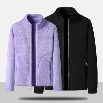 【Heart:W 新職人】現+預 搖粒絨雙面穿珊瑚絨外套(男外套/女外套/情侶外套/百搭)