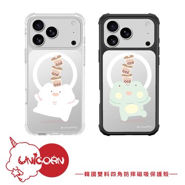 【胖才可愛 x Unicorn聯名限量】韓國雙料四角防摔磁吸保護殼 iPhone Samsung 手機殼 防摔殼 透明殼 MagSafe 磁吸殼 i17Pro i17 i17ProMax i17Air i16Pro i16 S25
